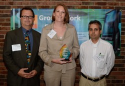 Pictured from left to right, John Hrusovsky, CEO, GroundWork group; Mary Auch, President of the Board of Trustees, Rebuilding Together Central Ohio; and, Mike Uttam, Trustee and IT Chair, Rebuilding Together Central Ohio.